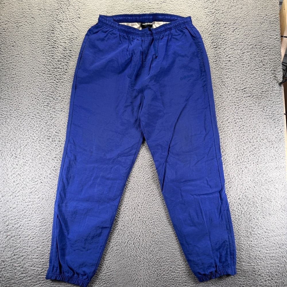 Vintage Adidas Pant Mens 32x32 Blue Nylon Track Tapered Running Training Workout